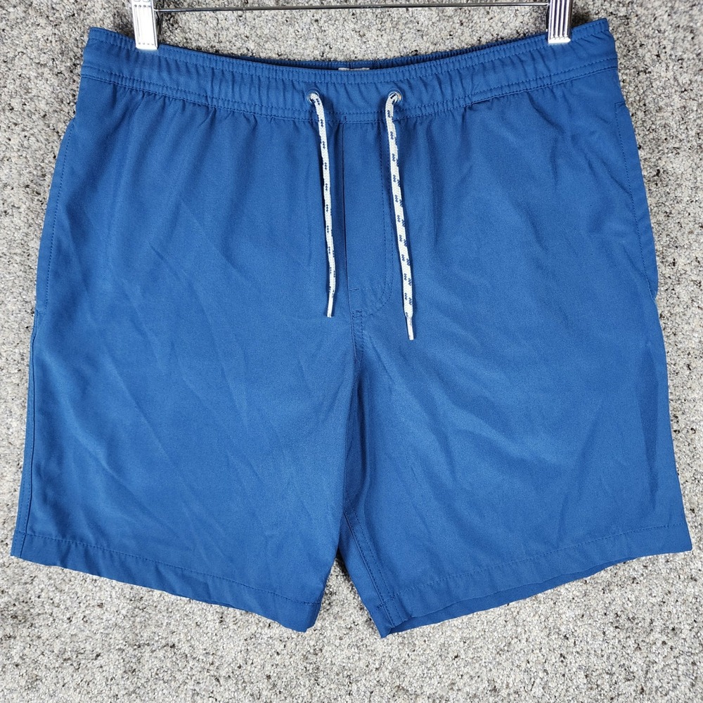 Gap Pool Short Swim Trunks Mens Medium Blue Solid Drawstring Mesh Lined EUC